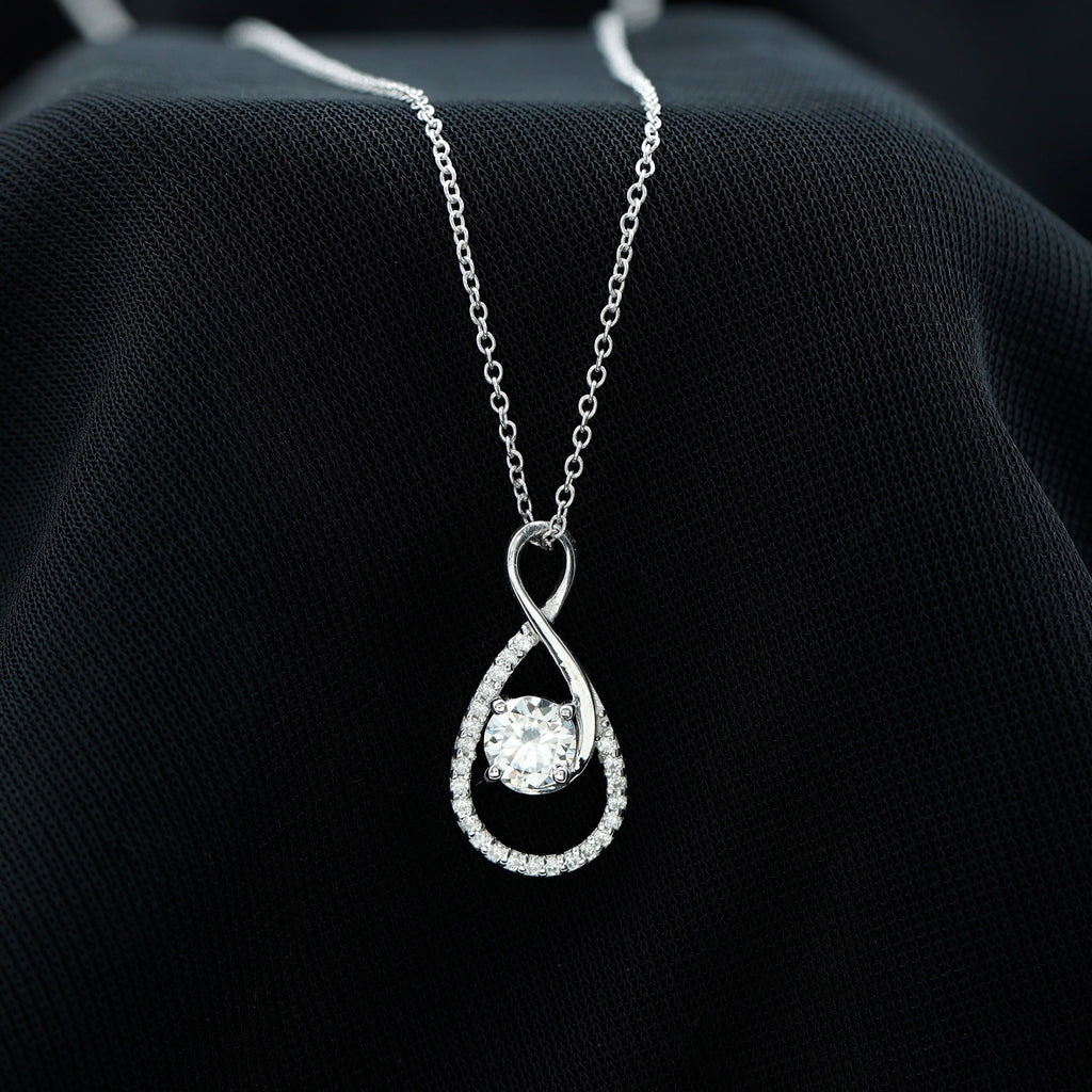 Certified Moissanite Silver Infinity Drop Pendant Necklace
