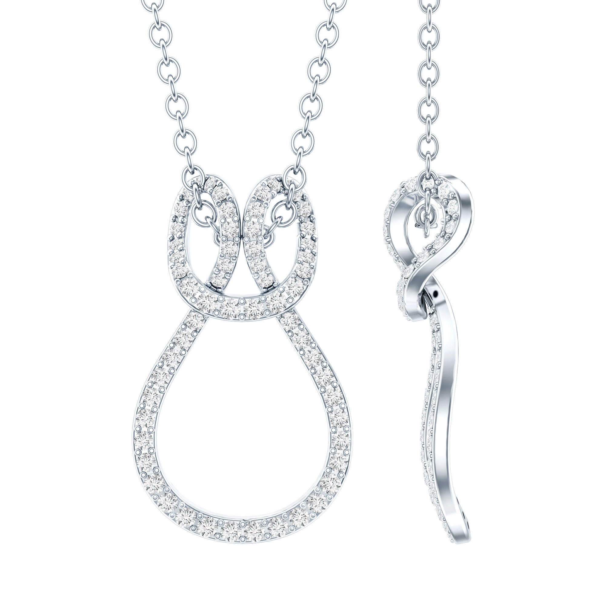 Certified Moissanite Twisted Infinity Necklace with Silver Chain