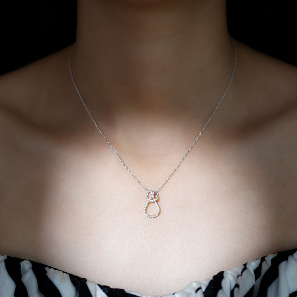 Certified Moissanite Twisted Infinity Necklace with Silver Chain