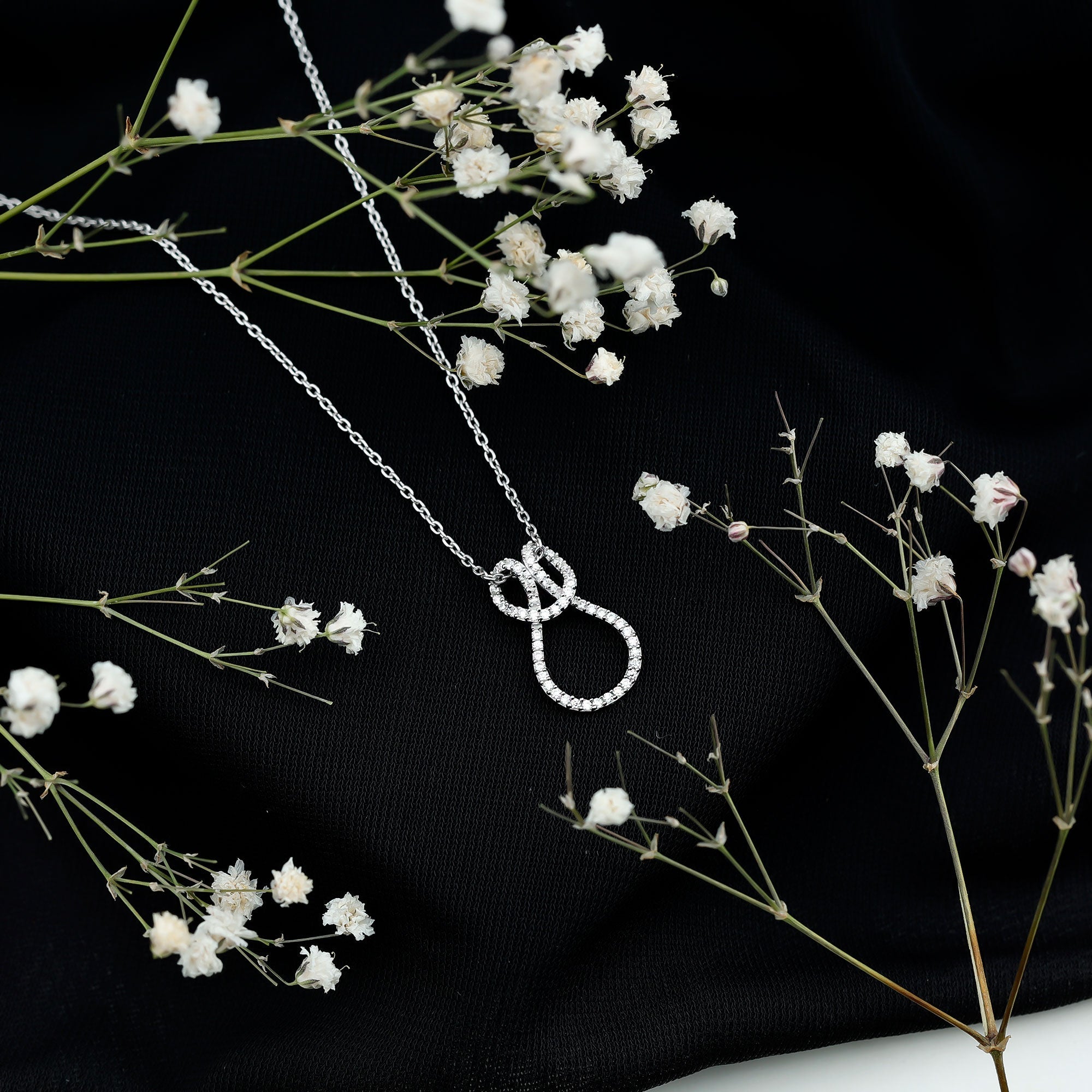 Certified Moissanite Twisted Infinity Necklace with Silver Chain