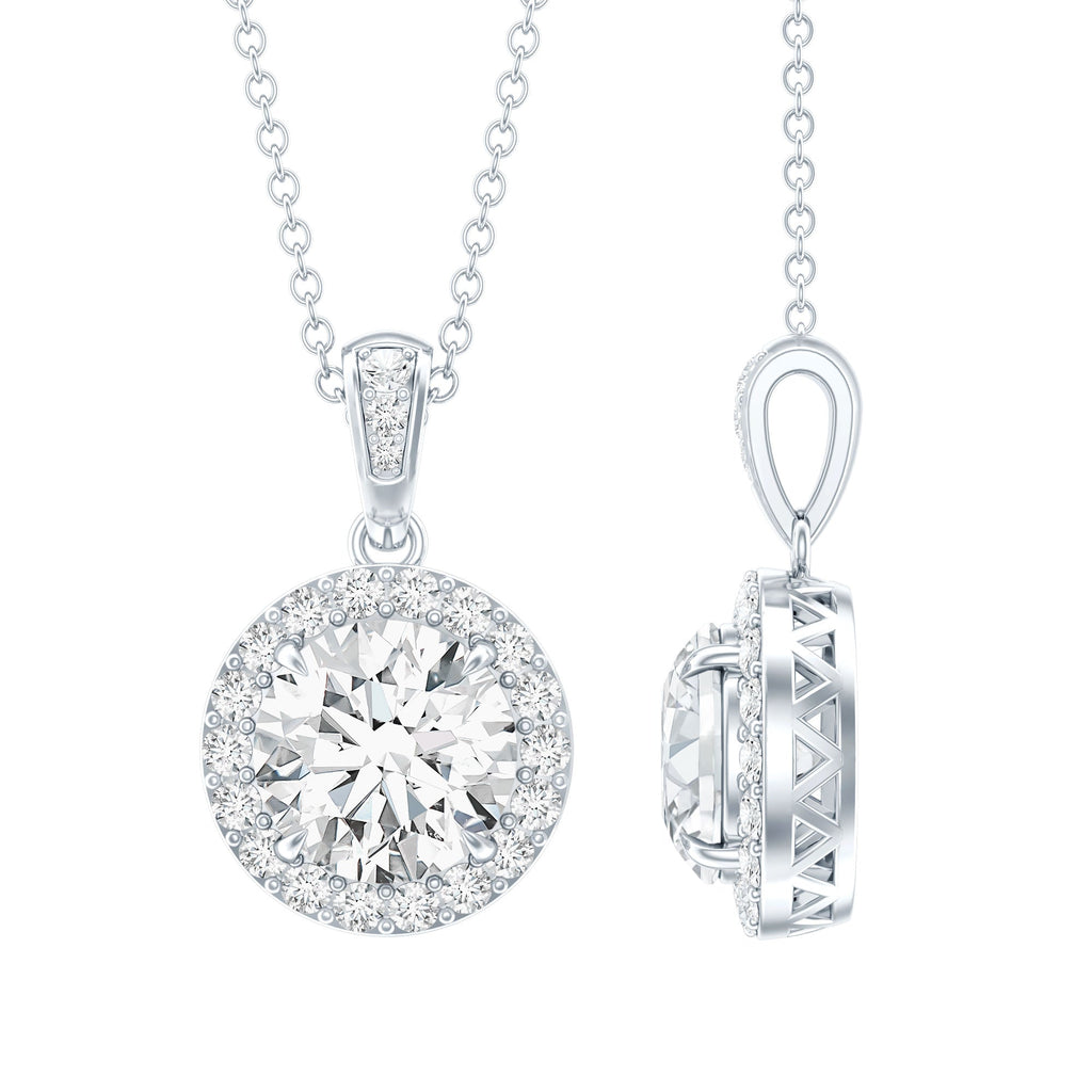 Round Cubic Zirconia Classic Halo Pendant