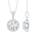 Certified 8 MM Round Cubic Zirconia Halo Necklace with Chain