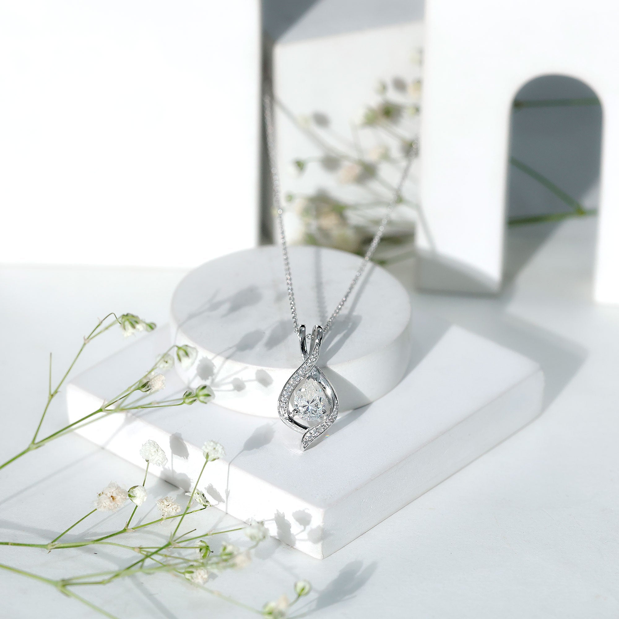 1.25 CT Certified Moissanite Teardrop Necklace for Women