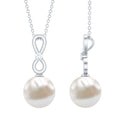 10 MM Round Freshwater Pearl Drop Infinity Pendant with Diamond