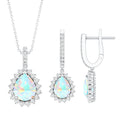 Ethiopian Opal and Moissanite Teardrop Jewelry Set