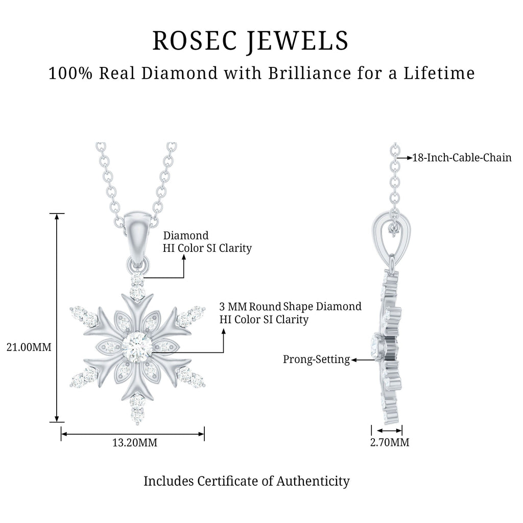 Certified Diamond Snowflake Christmas Necklace