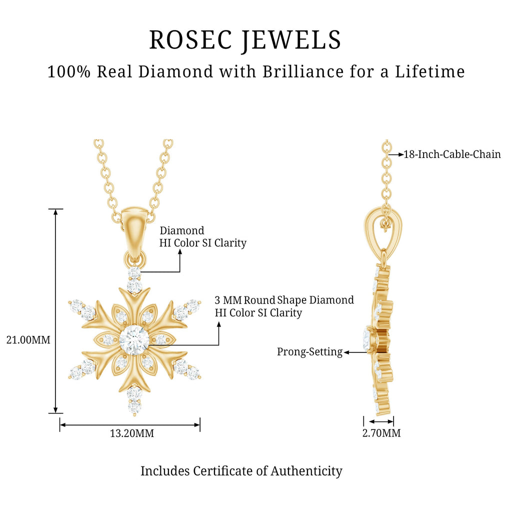 Certified Diamond Snowflake Christmas Necklace