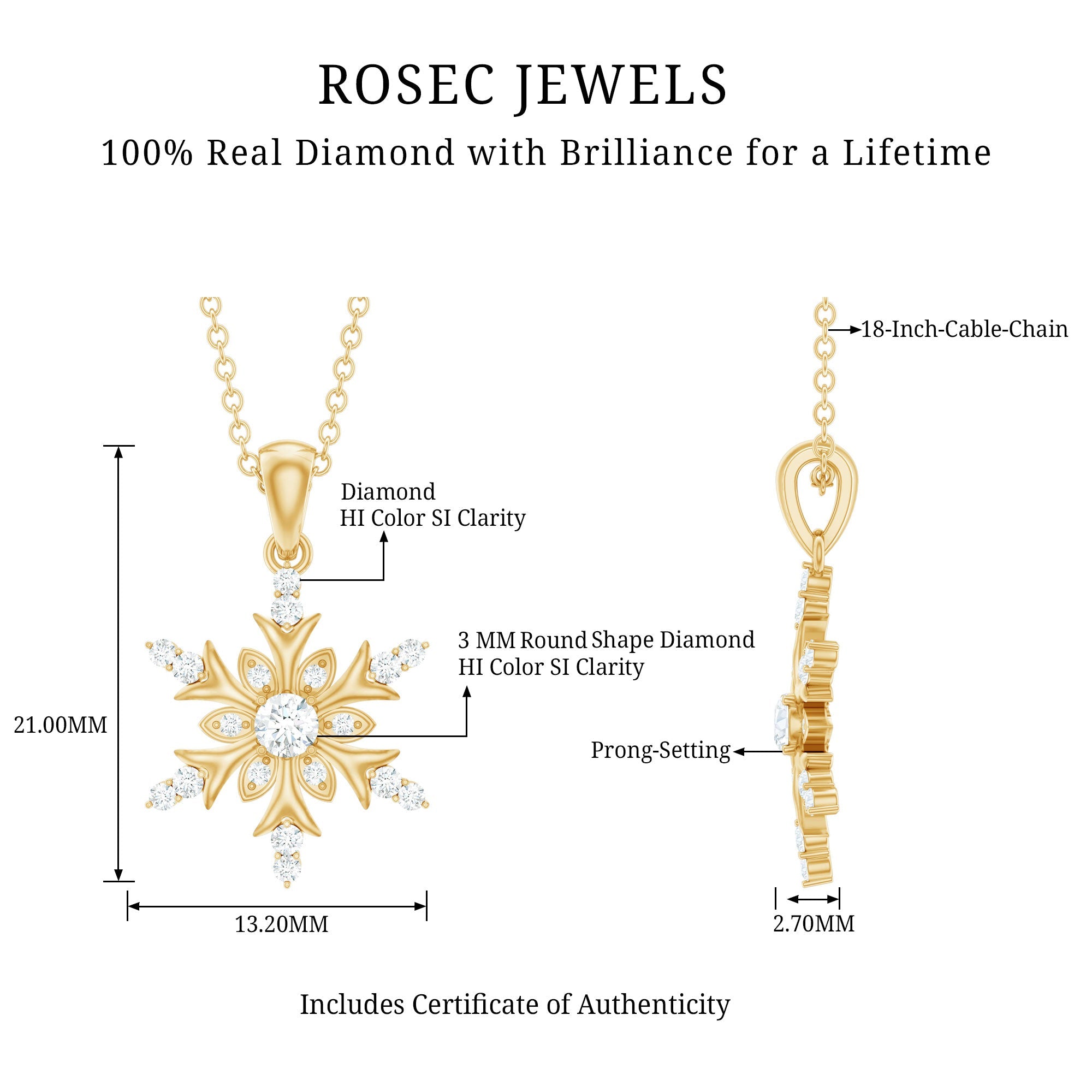 Certified Diamond Snowflake Christmas Necklace