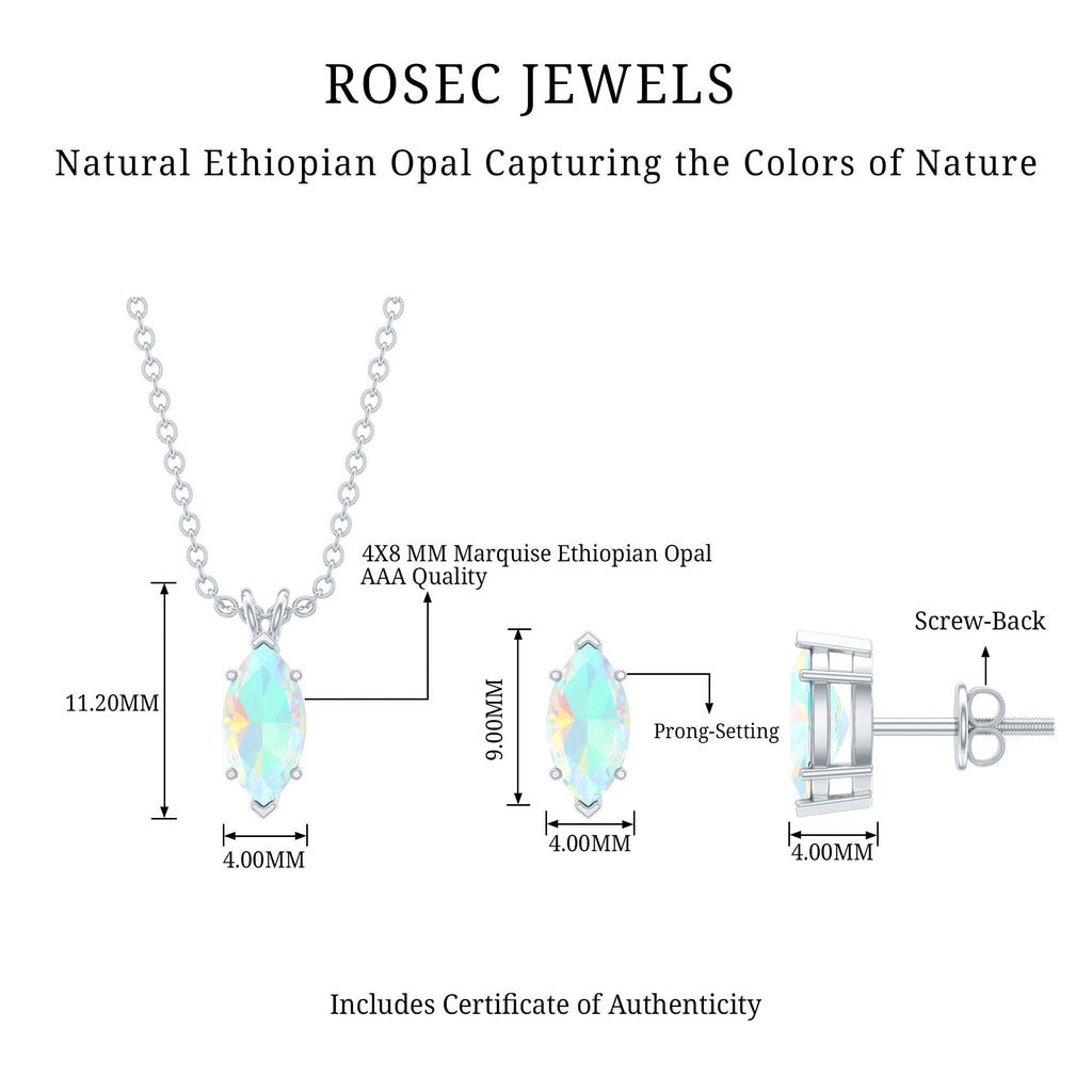 Marquise Cut 4X8 MM Ethiopian Opal Solitaire Jewelry Set