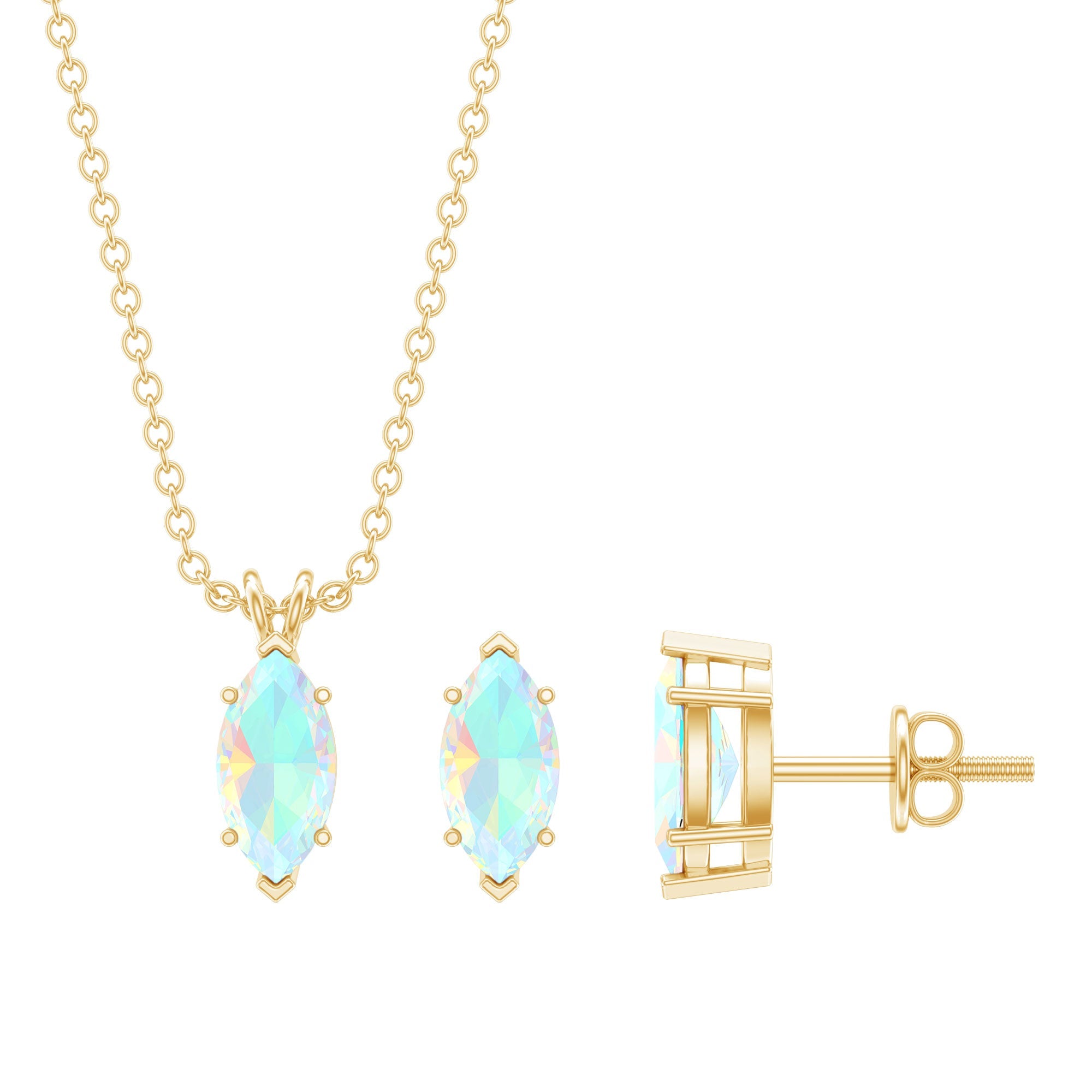 Marquise Cut 4X8 MM Ethiopian Opal Solitaire Jewelry Set