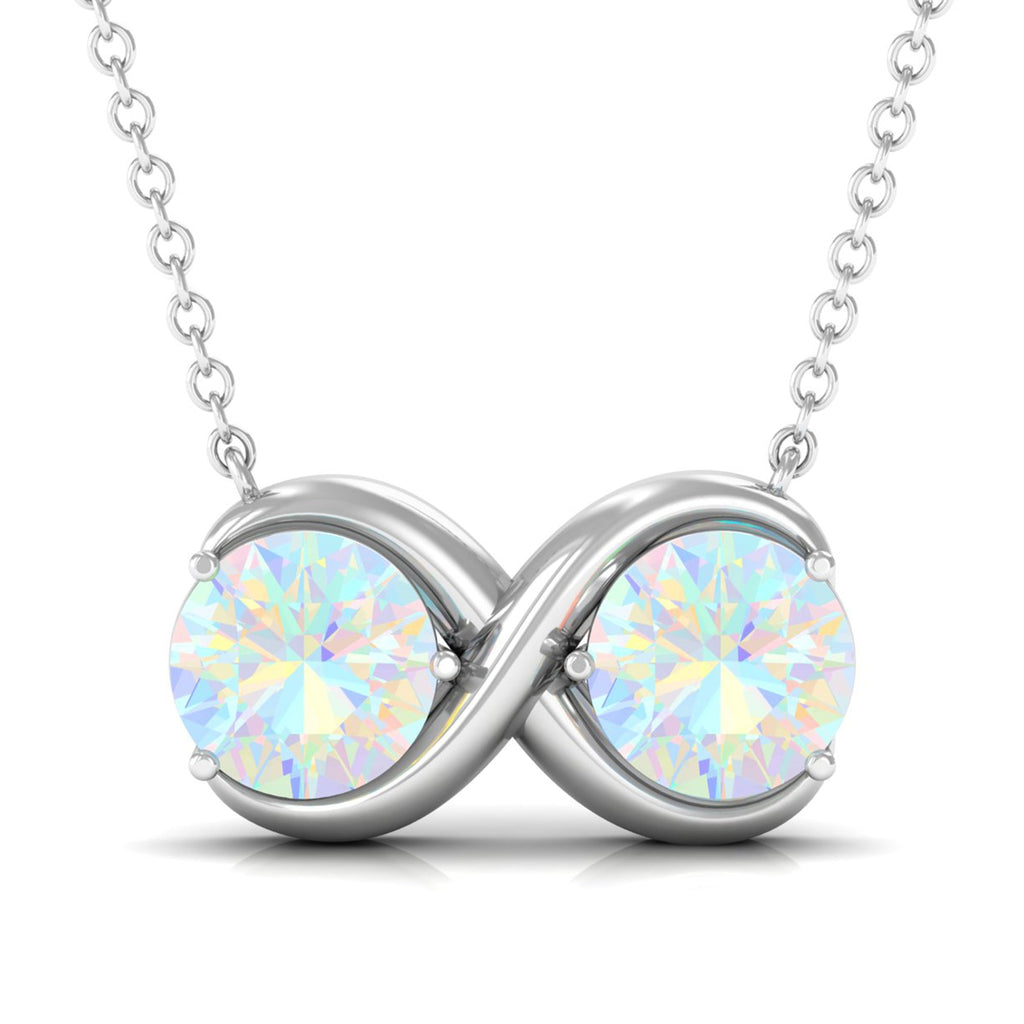 Real Ethiopian Opal 2 Stone Infinity Necklace for Women