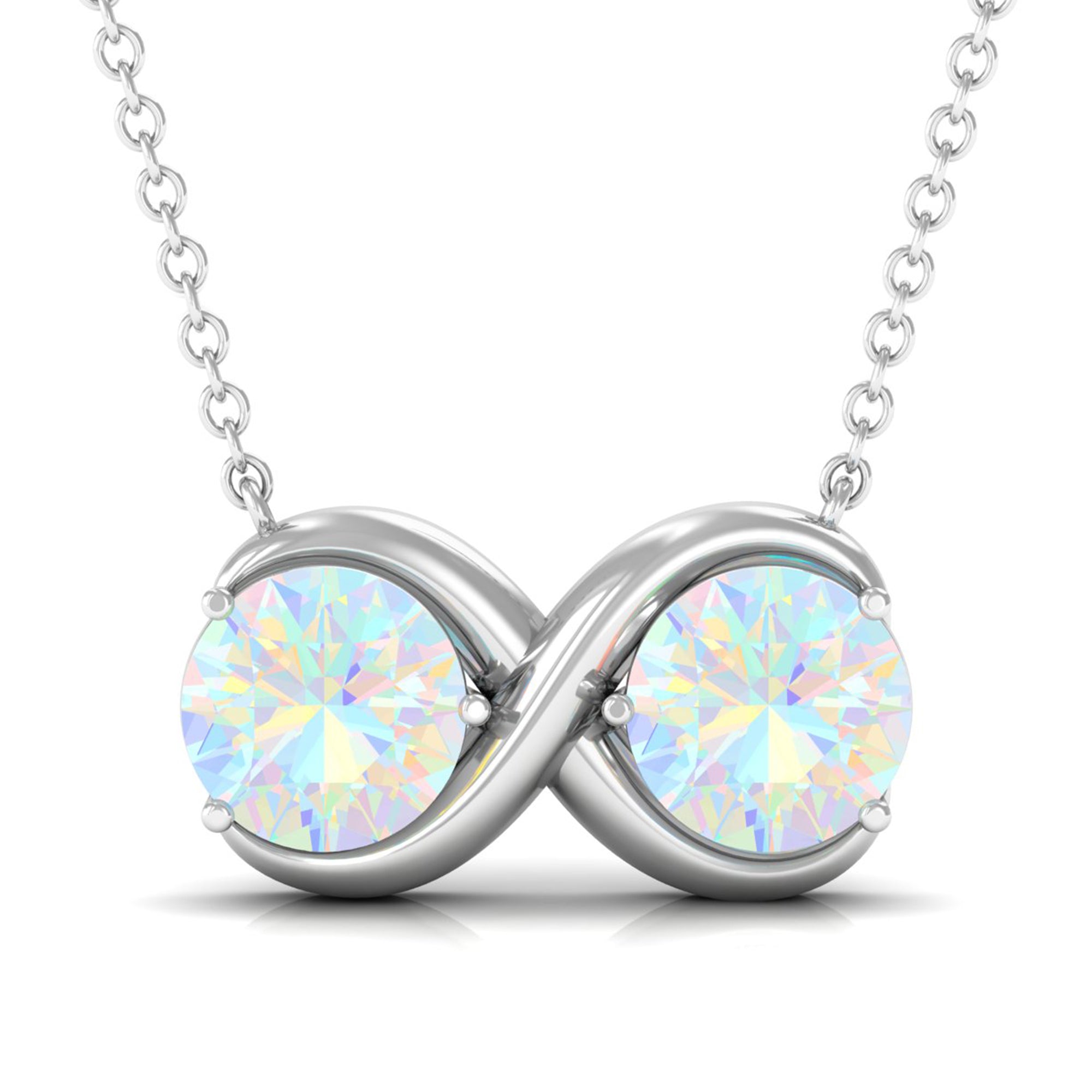 Real Ethiopian Opal 2 Stone Infinity Necklace for Women