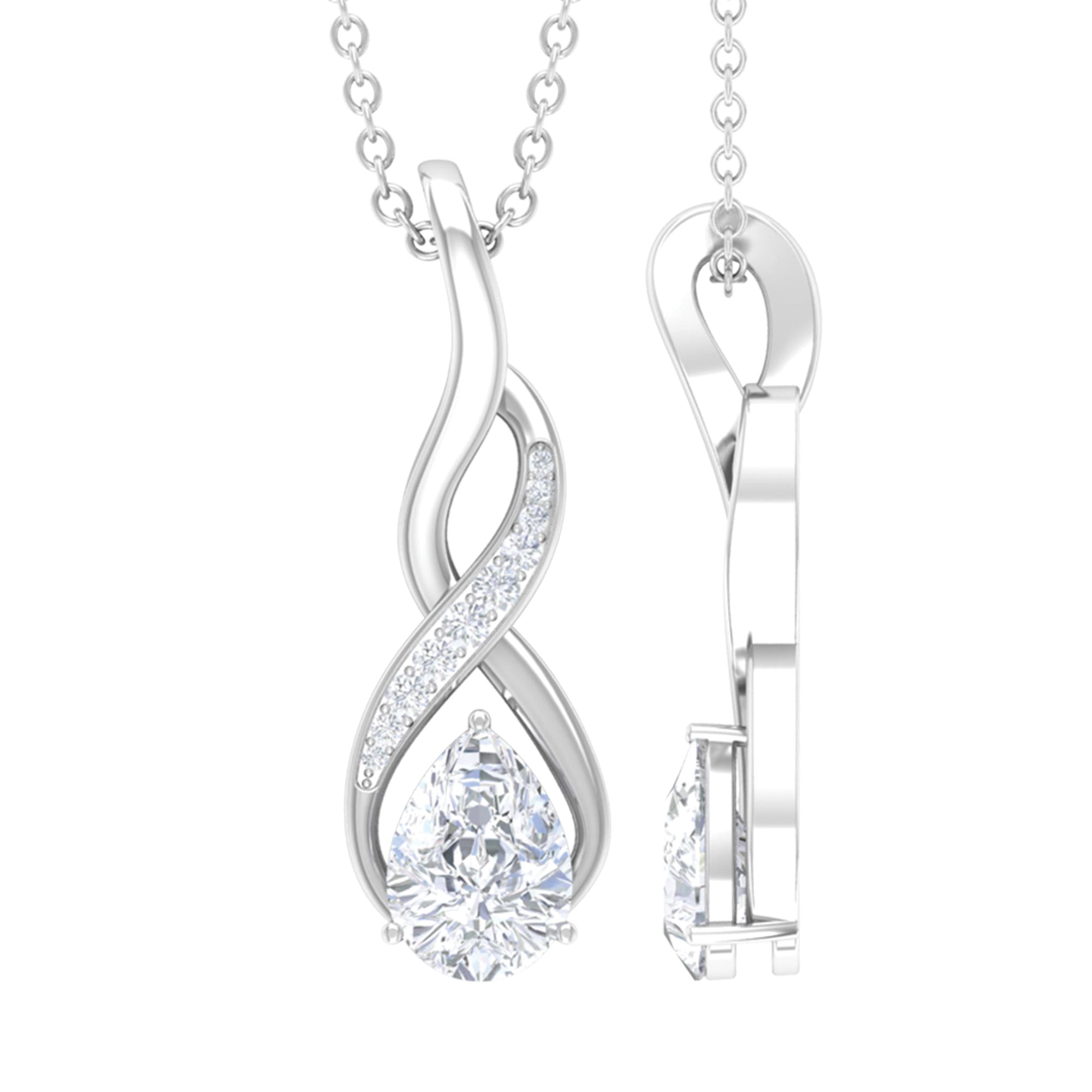 Certified Pear Shape Moissanite Infinity Pendant for Women