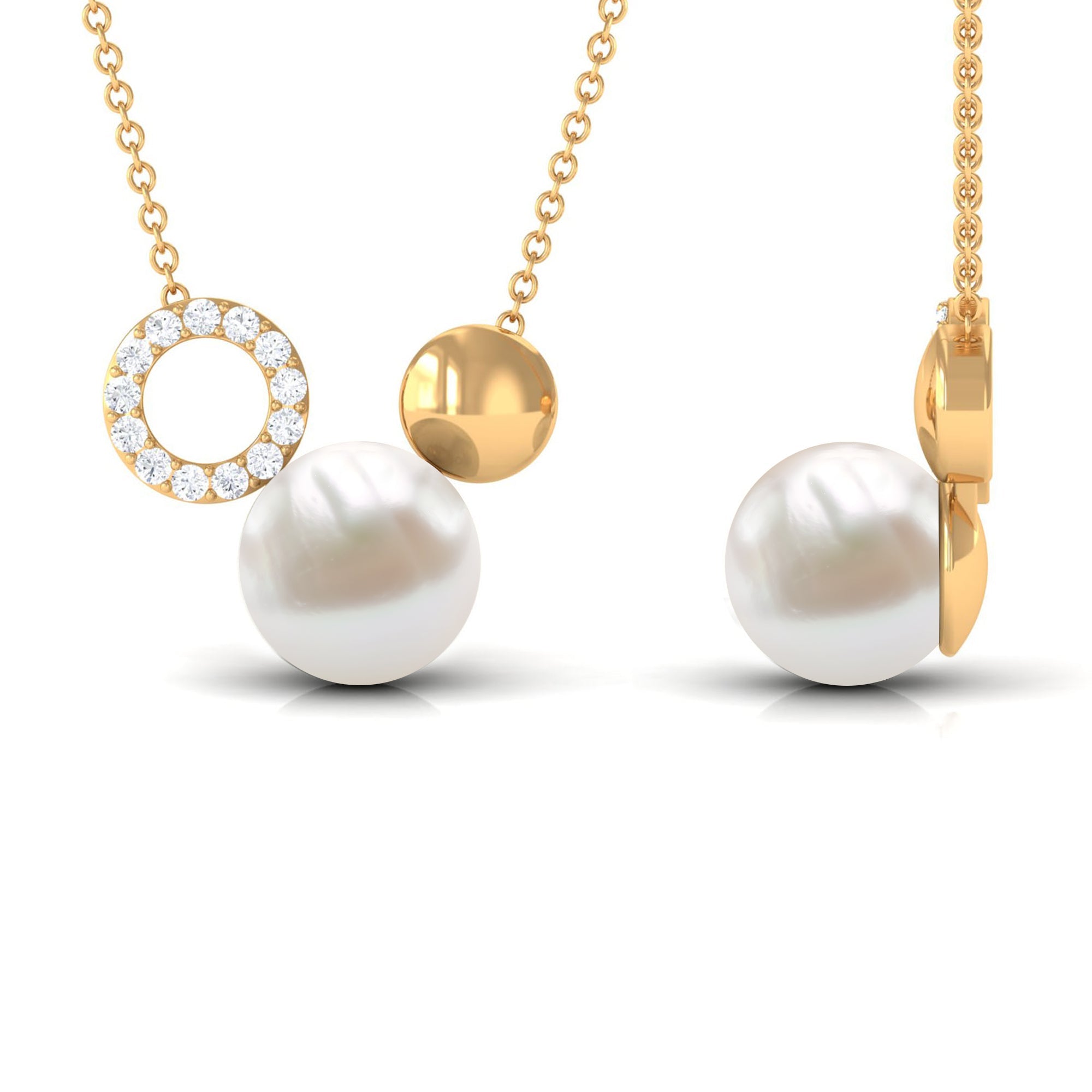 6.25 CT Freshwater Pearl and Diamond Mickey Mouse Cocktail Necklace