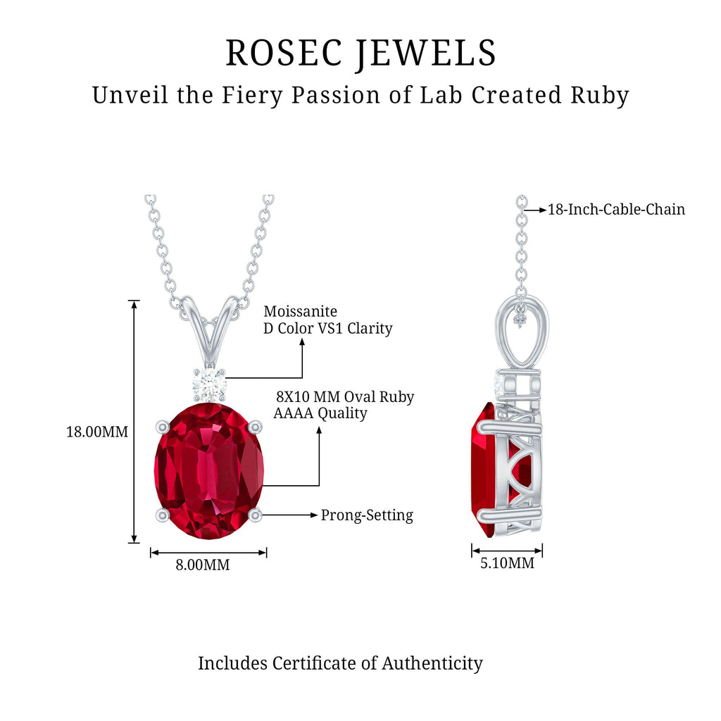 4 Carat Lab Created Ruby Bridal Necklace with Chain