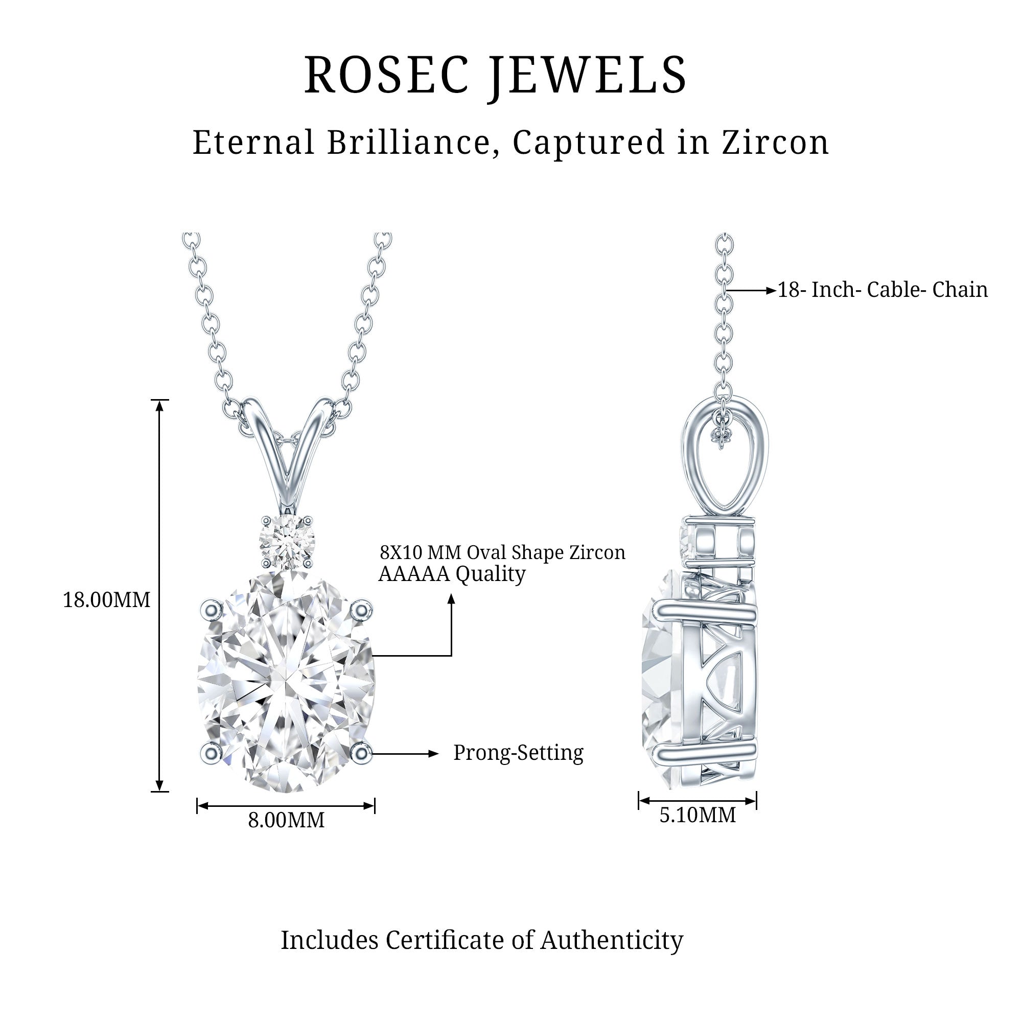 Simulated Diamond Simple Pendant Necklace
