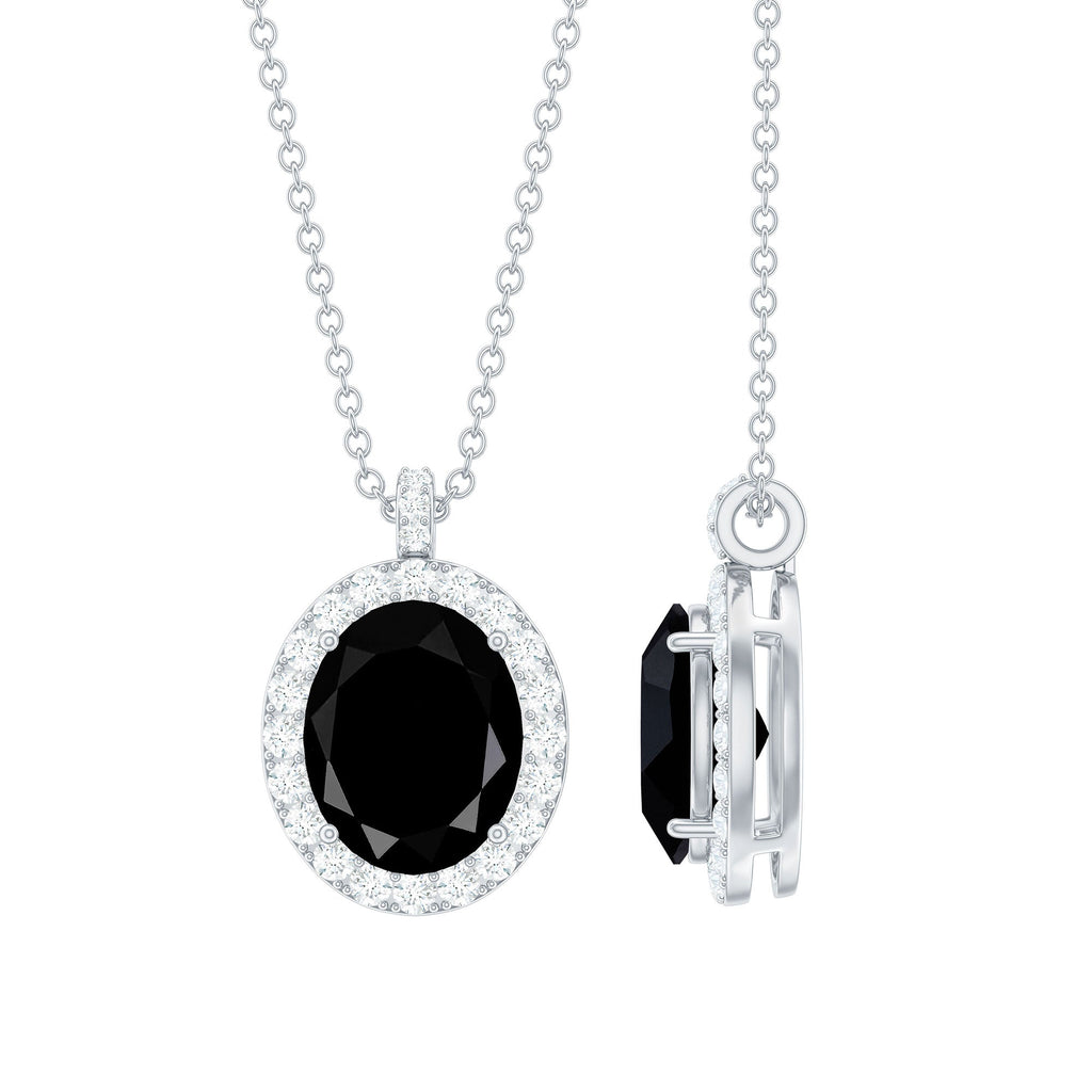 4.2 Carat Oval Shape Lab Created Black Diamond Statement Necklace
