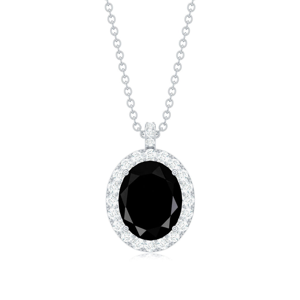4.2 Carat Oval Shape Lab Created Black Diamond Statement Necklace