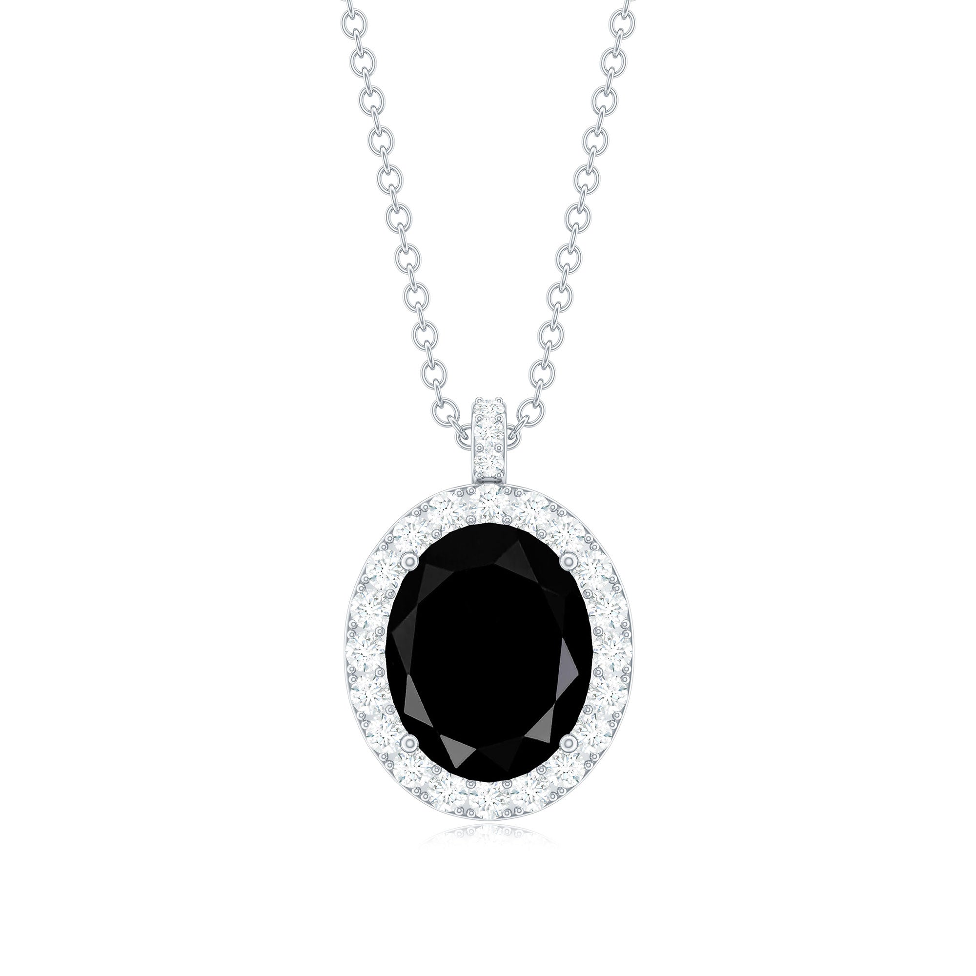 4.2 Carat Oval Shape Lab Created Black Diamond Statement Necklace