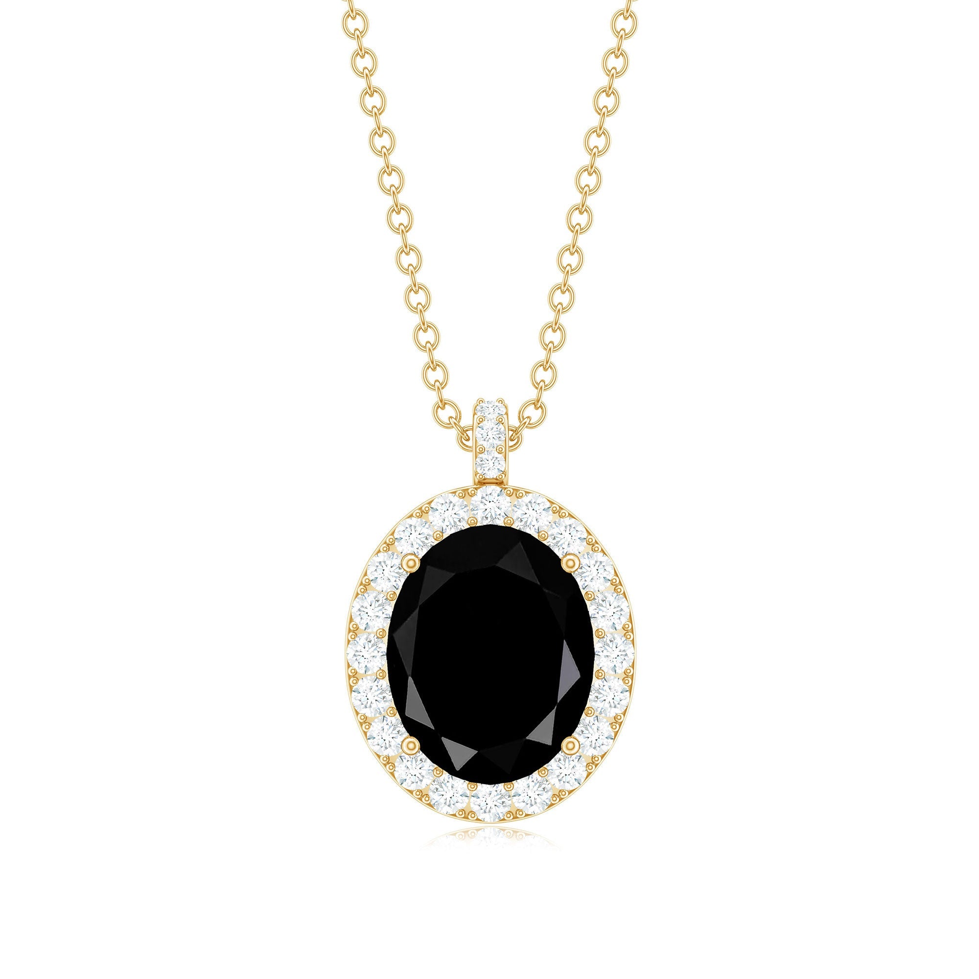 4.2 Carat Oval Shape Lab Created Black Diamond Statement Necklace