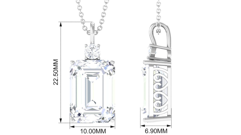 Certified 4.5 Carat Emerald Cut Moissanite Pendant for Women
