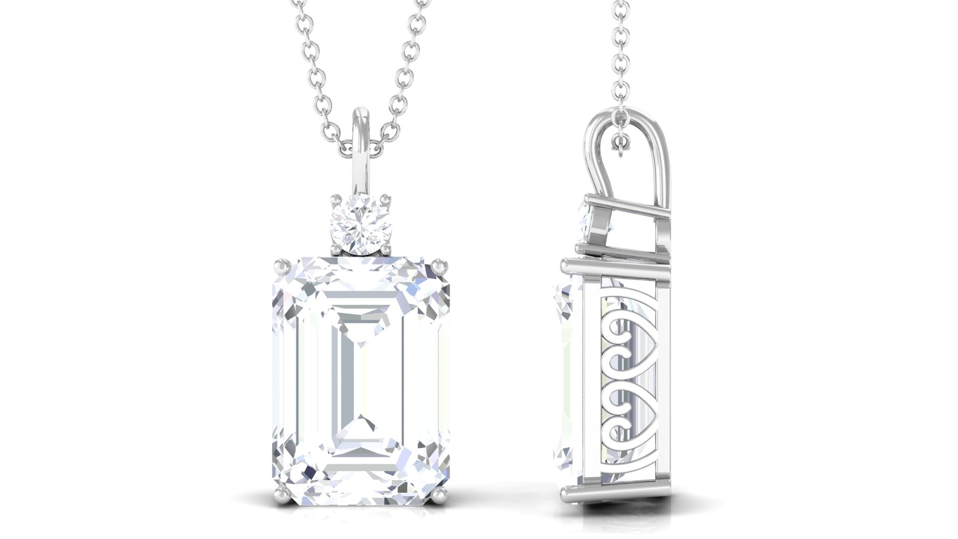 Certified 4.5 Carat Emerald Cut Moissanite Pendant for Women