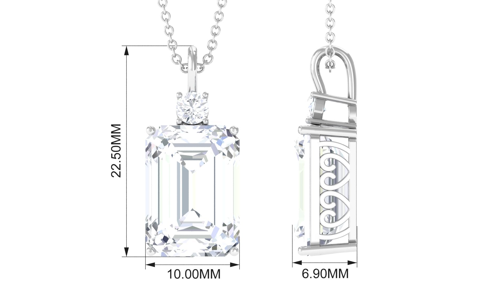 Certified 4.5 Carat Emerald Cut Moissanite Pendant for Women