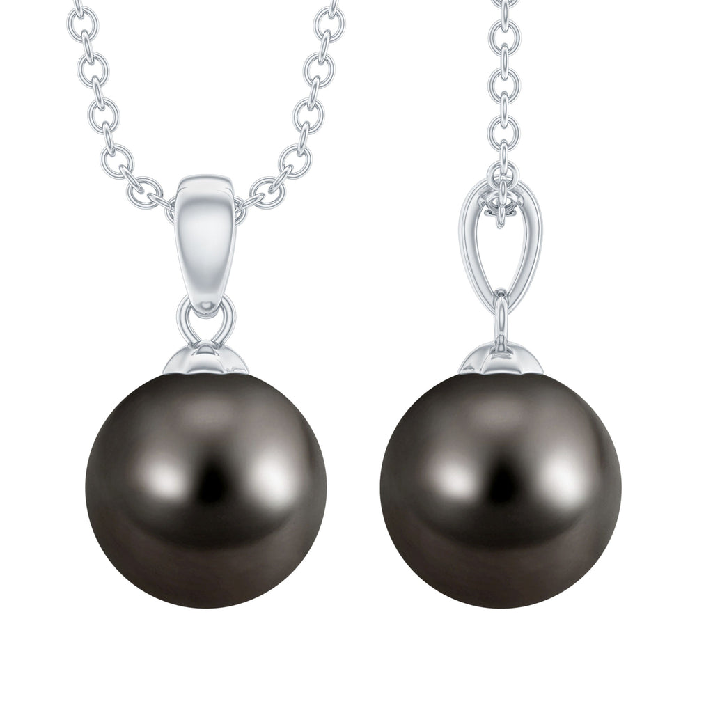 7.5 Carat Black Tahitian Pearl Solitaire Pendant Necklace
