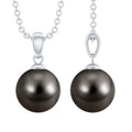 7.5 Carat Black Tahitian Pearl Solitaire Pendant Necklace