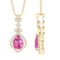 Natural Pink Tourmaline and Diamond Wedding Necklace for Bride