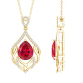 3 Carat Lab Grown Ruby Wedding Necklace with Diamond