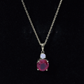 Certified 2.5 Carat Lab Grown Ruby Pendant Necklace with Moissanite