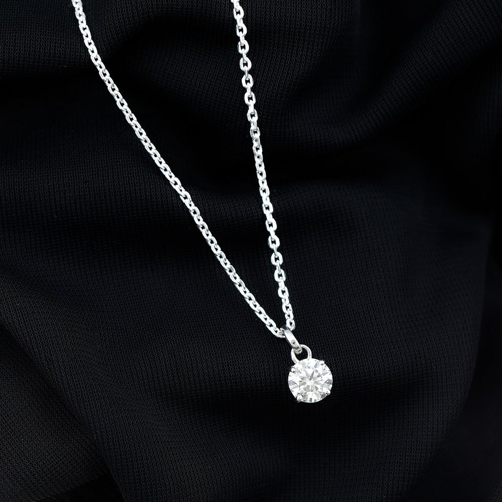 Lab Grown 1 Carat Single Diamond Necklace For Women