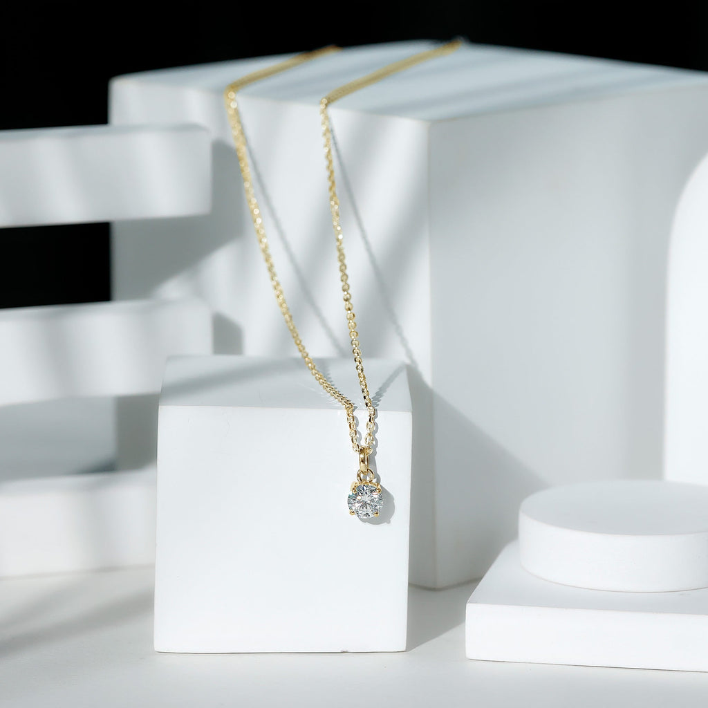 Lab Grown 1 Carat Single Diamond Necklace For Women