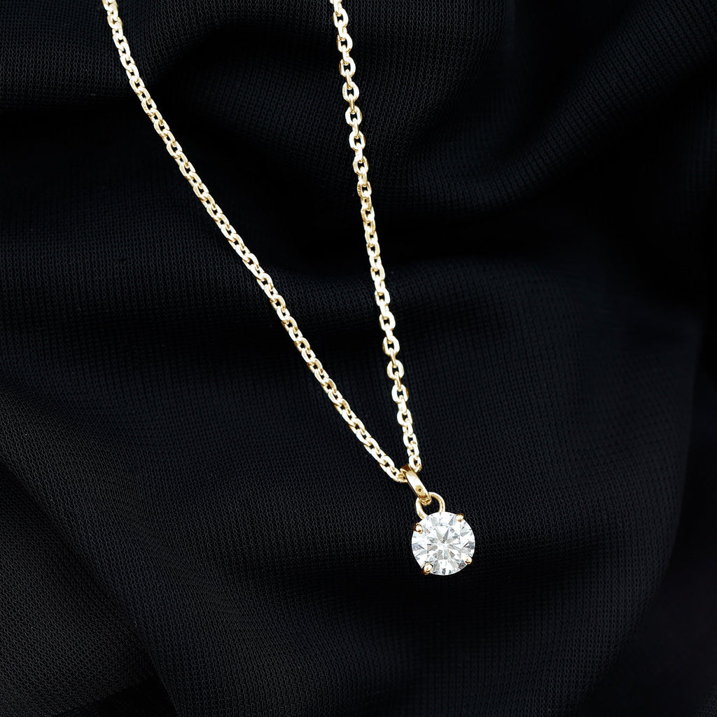 Lab Grown 1 Carat Single Diamond Necklace For Women