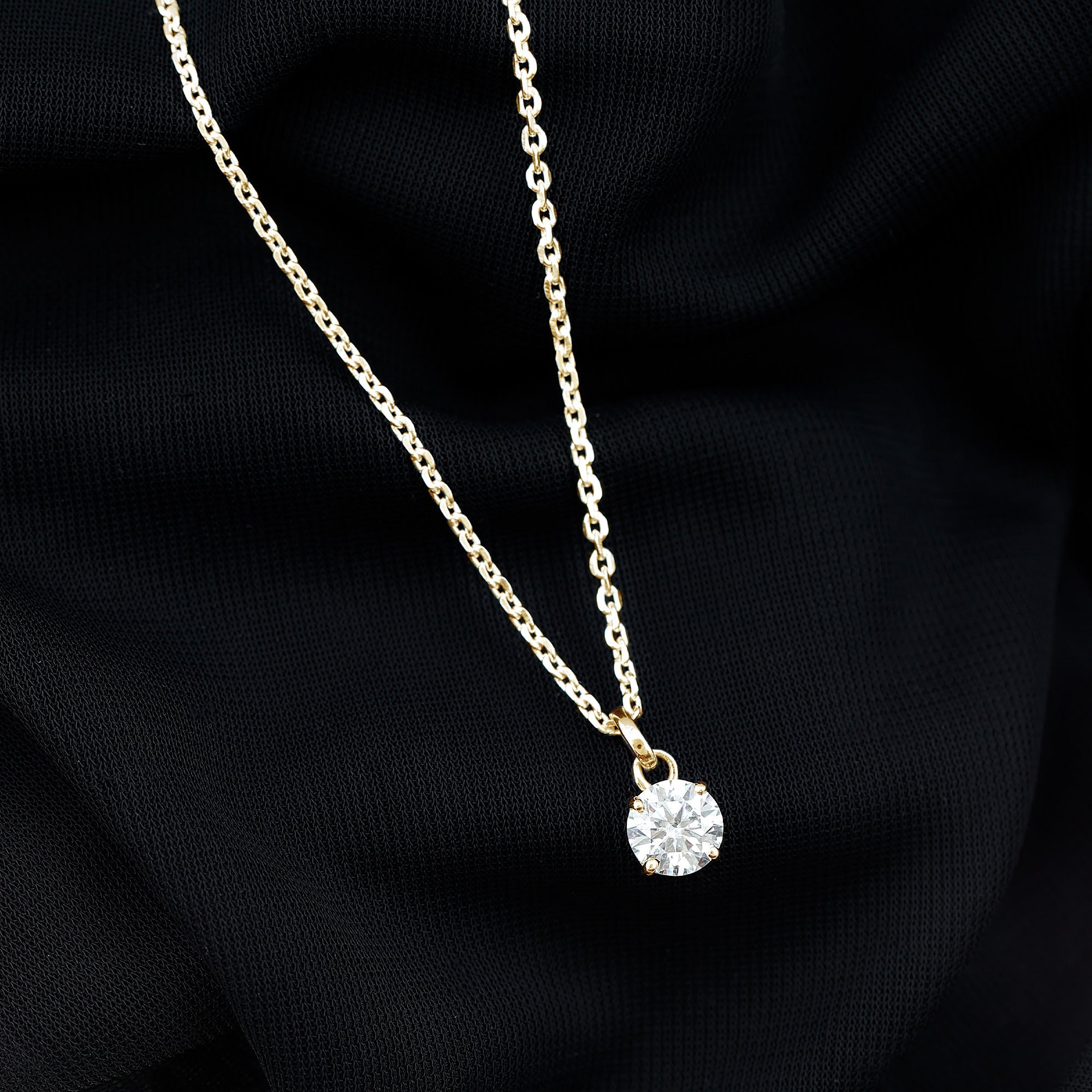 Lab Grown 1 Carat Single Diamond Necklace For Women
