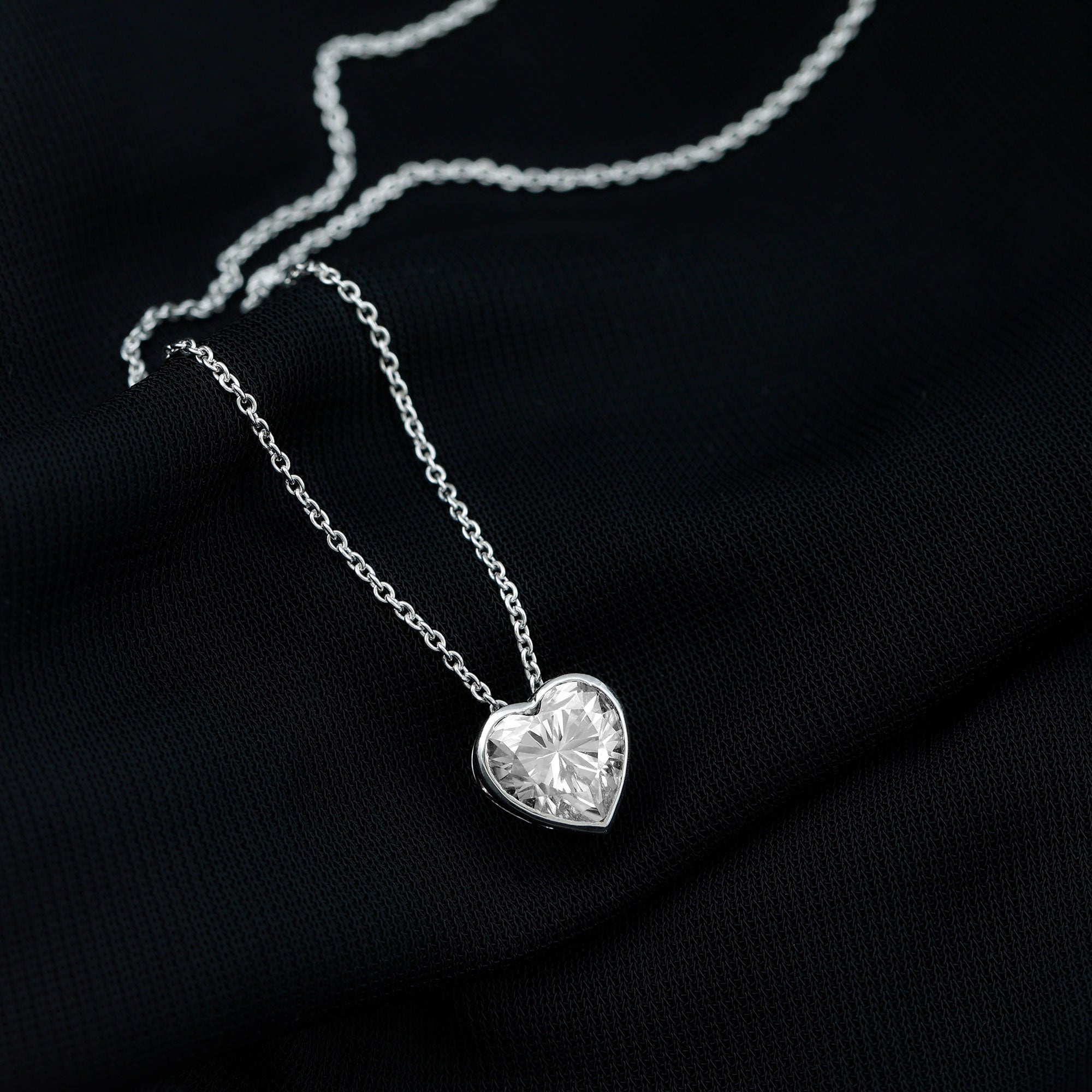 Bezel Set 8mm Lab Grown Diamond Heart Locket Necklace for Women