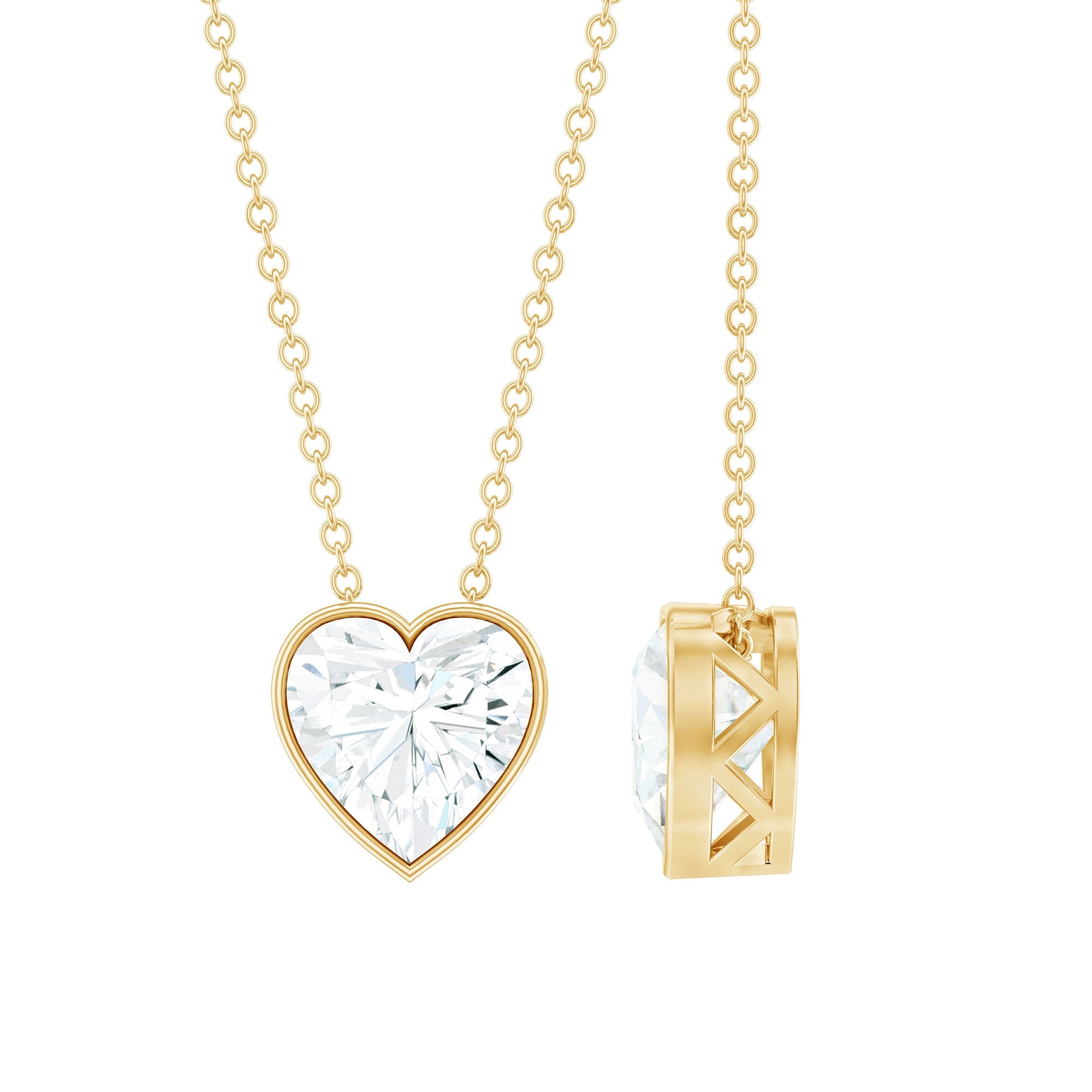 Bezel Set 8mm Lab Grown Diamond Heart Locket Necklace for Women