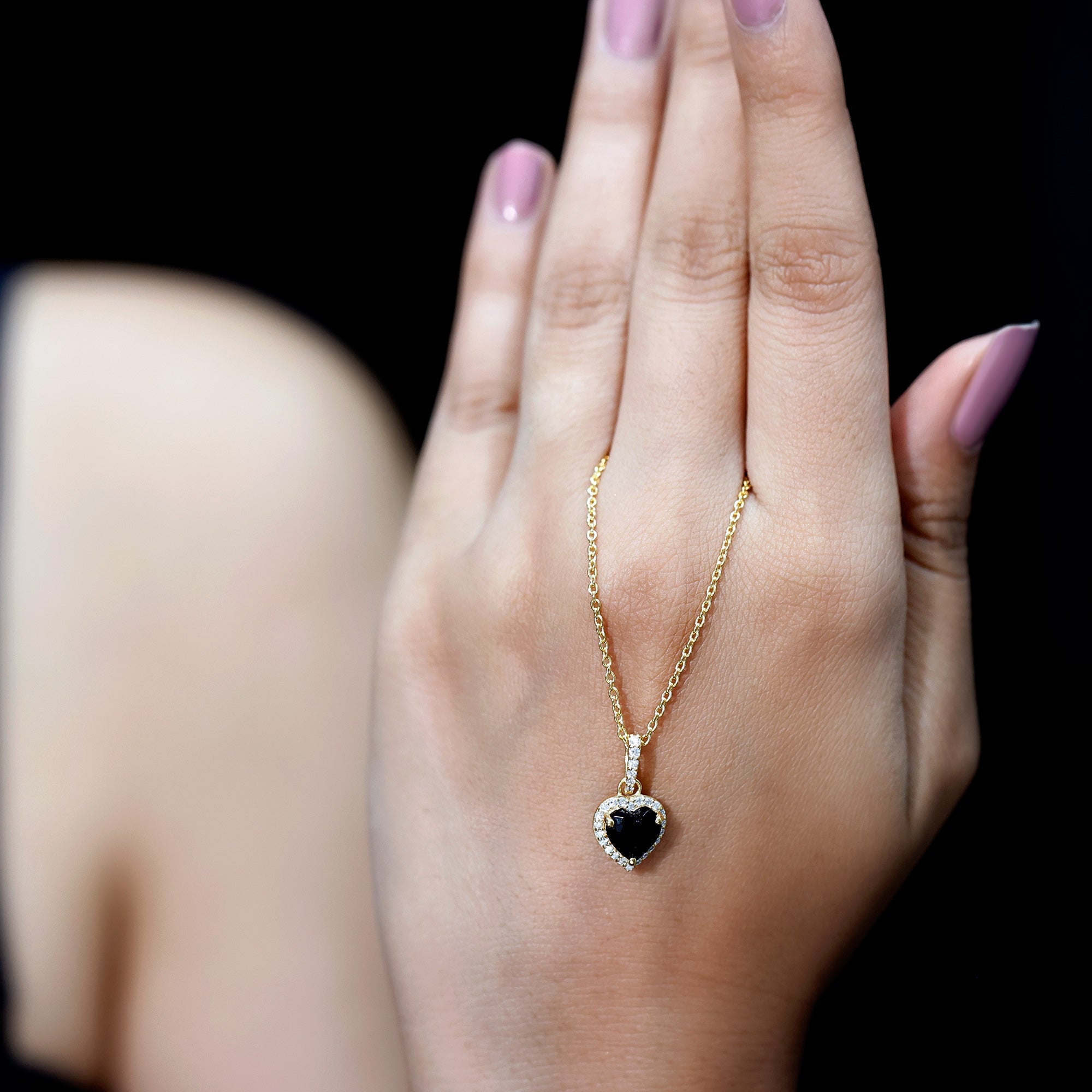 1.8 Carat Lab Created Black and White Diamond Heart Locket with Chain