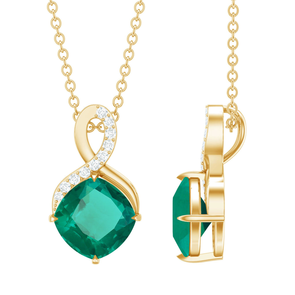 2 Carat Cushion Cut Lab Grown Emerald Infinity Necklace for Women