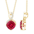 Certified Cushion Cut 2 Carat Lab Grown Ruby Infinity Necklace with Chain