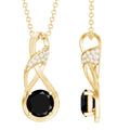 1 Carat Black and White Diamond Infinity Necklace with Silver Chain