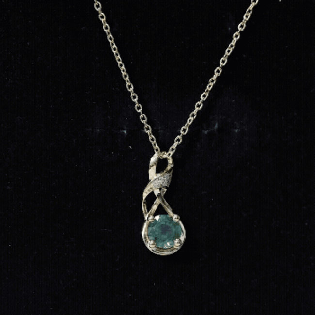 Certified Green Sapphire and Diamond Infinity Necklace with Chain