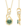 Certified Green Sapphire and Diamond Infinity Necklace with Chain