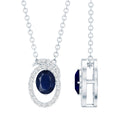 Certified Oval Shape Blue Sapphire Diamond Pendant Necklace with Chain