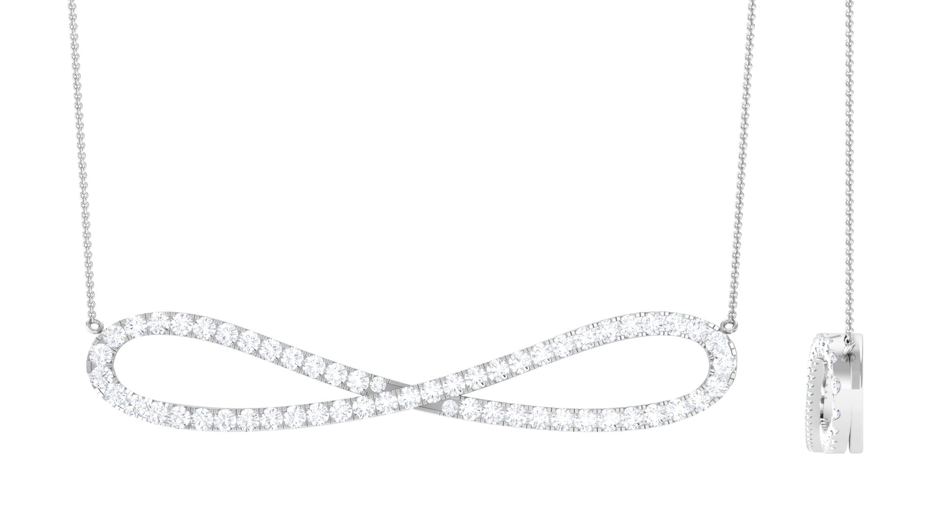 Pave Set Moissanite Infinity Necklace with Certificate