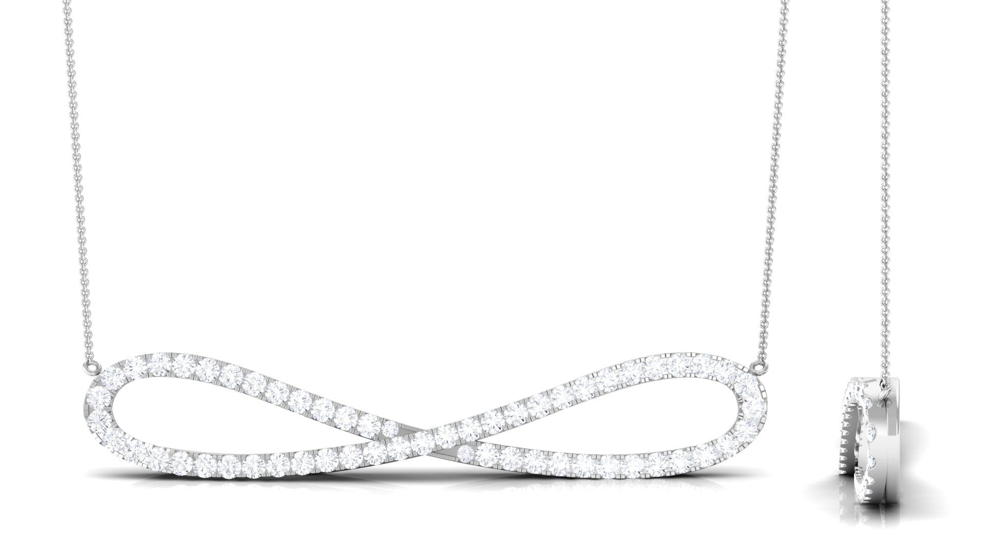 Pave Set Moissanite Infinity Necklace with Certificate