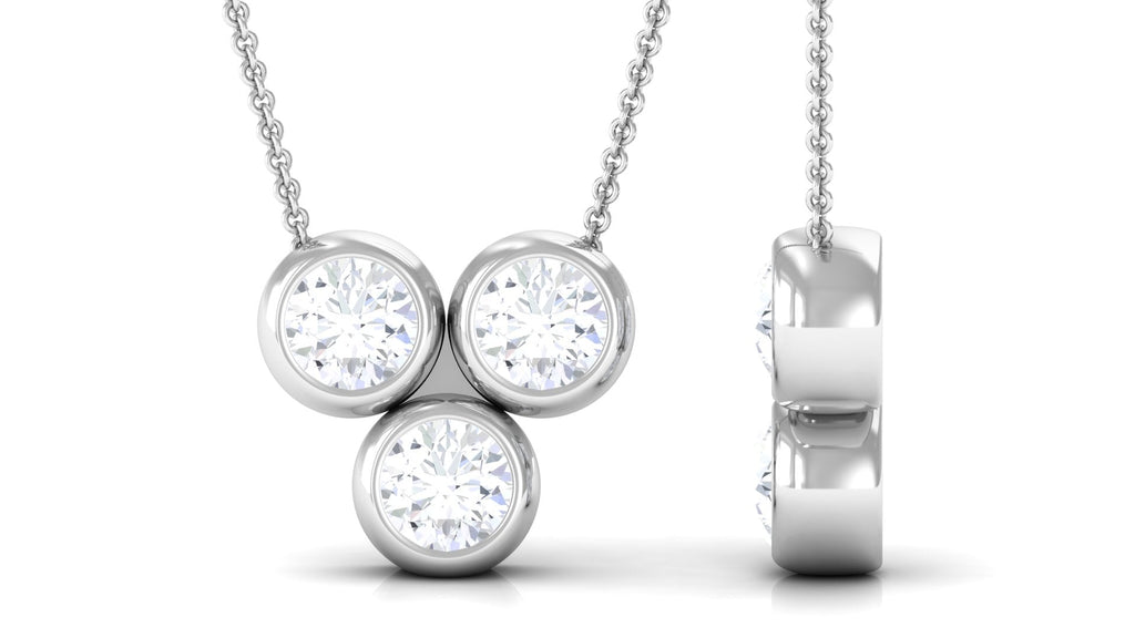 0.25 CT Round Cut Moissanite Minimal Three Stone Necklace