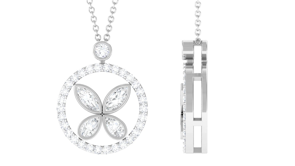0.50 CT Certified Moissanite Butterfly Pendant
