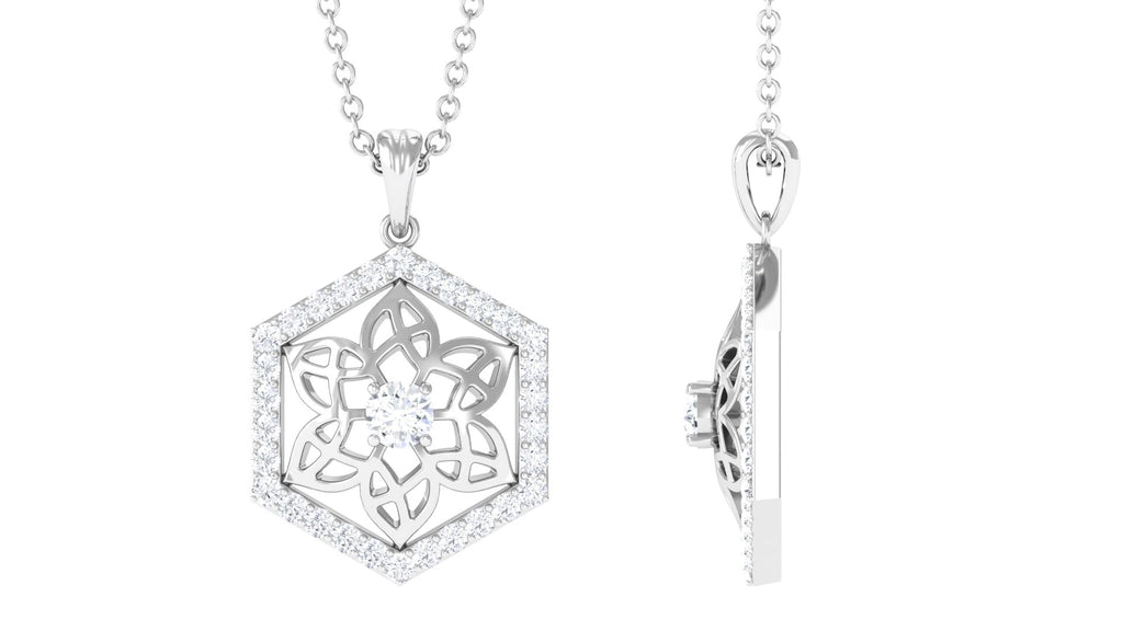 Vintage Inspired Certified Moissanite Flower Pendant